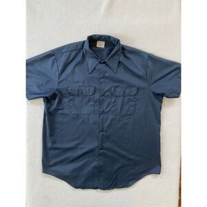 Big Mac Mens XL Short Sleeve Work Shirt Blue Penn Prest JCPenney Vintage Utility